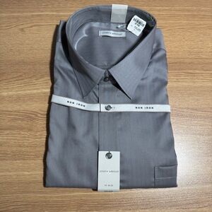 Joseph Abboud Business Casual Dress Shirt Button Down Slate No Iron 19 34-35 New